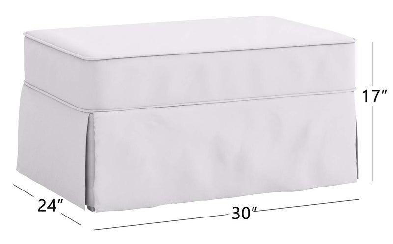 Custom Slipcover Replacement The Cotton Ottoman Slipcover Replacement. It Fits Pottery Barn PB Comfort Ottoman. Dense Cotton Sofa Footstool Cover (Comfort White) - Image 1